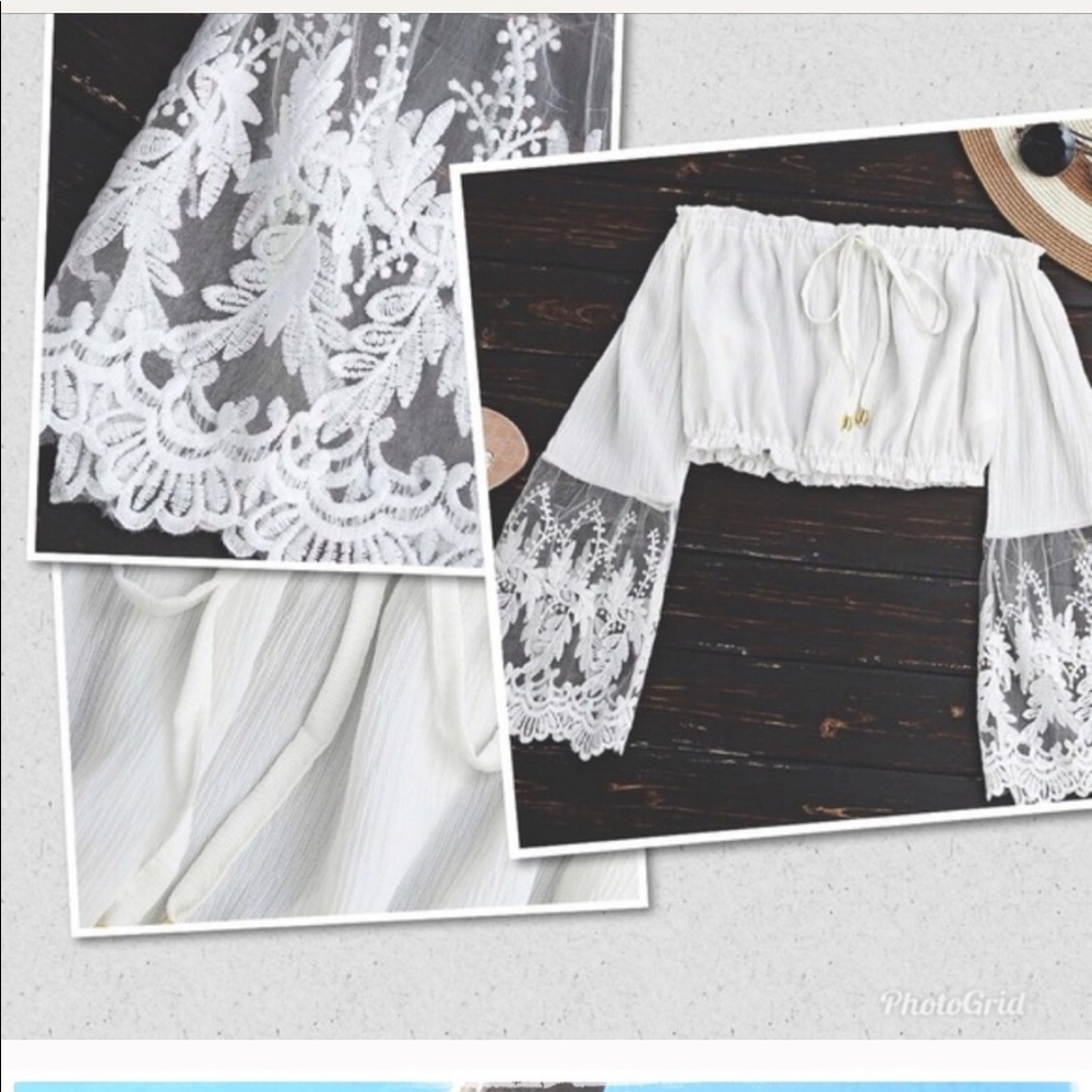 Sexy crop white lace top. Size Medium. Brand new